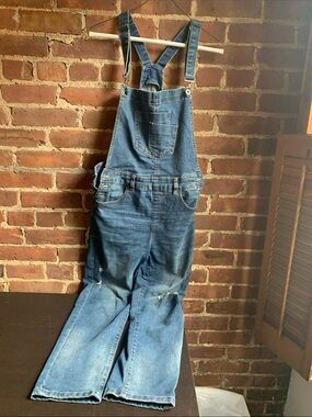Distressed Denim Overalls - Classic Workwear Style Sz Small/Medium